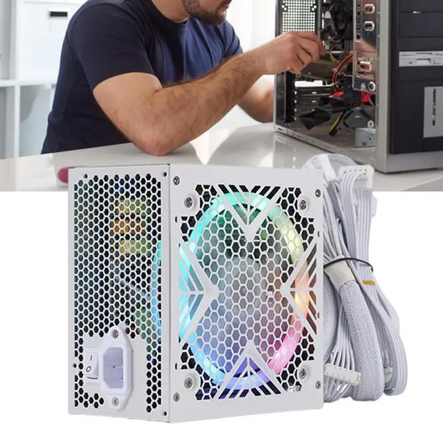 Alt view image 2 of 7 - 550W PC Power Supply with 12CM Color Light Fan 550W Powerful for Gaming Computer Case Power Module