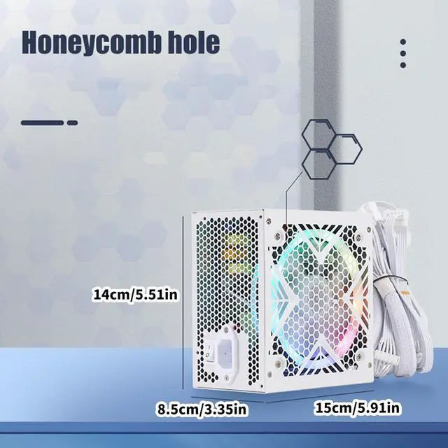 Alt view image 7 of 7 - 550W PC Power Supply with 12CM Color Light Fan 550W Powerful for Gaming Computer Case Power Module