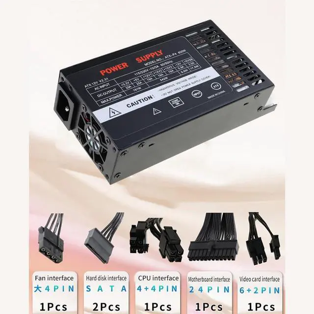 Alt view image 6 of 7 - 110-264V Efficient 600W Modulars Power Supply for ITX Systems Overcurrent and Short Circuits Protections