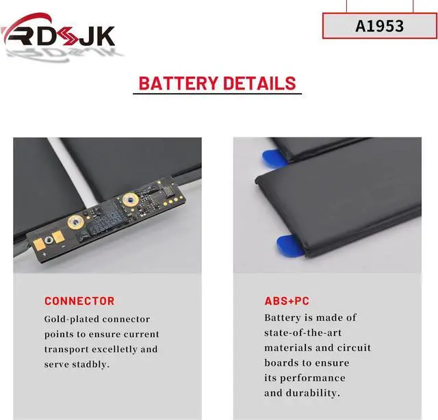 Alt view image 5 of 7 - A1953 Laptop Battery for MacBook Pro 15-inch A1990 Mid 2018 2019 EMC 3215 3359 BTO/CTO MR942LL/A MR972LL/A MR932LL/A MR962LL/A MV902LL/A MV912LL/A MV922LL/A MV932LL/A MV942LL/A MV952LL/A 11.4V 83.6Wh
