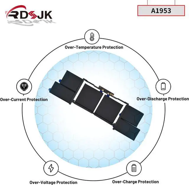 Alt view image 6 of 7 - A1953 Laptop Battery for MacBook Pro 15-inch A1990 Mid 2018 2019 EMC 3215 3359 BTO/CTO MR942LL/A MR972LL/A MR932LL/A MR962LL/A MV902LL/A MV912LL/A MV922LL/A MV932LL/A MV942LL/A MV952LL/A 11.4V 83.6Wh