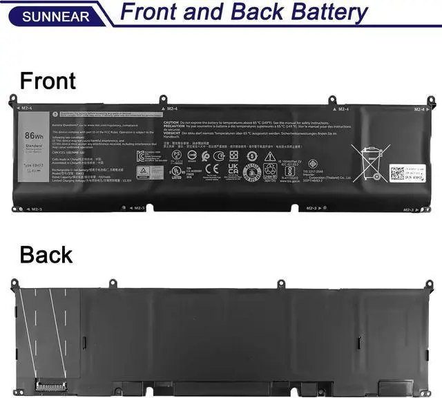 Alt view image 2 of 4 - 69KF2 86Wh Battery Replacement for Dell XPS 15 9500 9510 9520 G15 5510 5511 5515 5520 5521 Precision 5550 5560 5570 G5 G7 G16 Alienware M15 R3 R4 R5 R6 R7 M17 R3 R4 Inspiron 7510 7610 7620 P87F 8FCTC