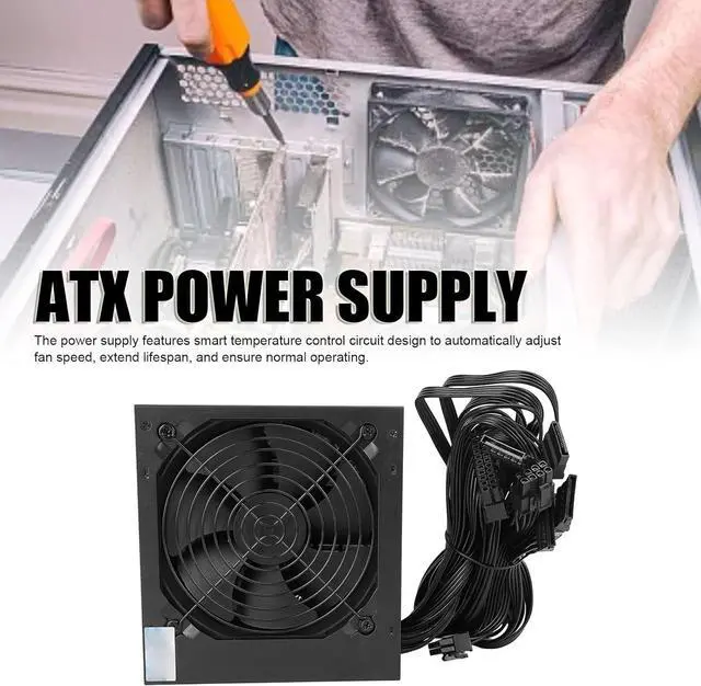 Alt view image 4 of 7 - 500W Power Supply, Computer ATX Power Supply Gaming Power Supply with 4.7 inch Black Fan, Single Channel 12V High Current, Support Dual Core Platforms