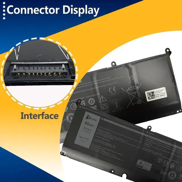Alt view image 3 of 7 - 69KF2 86Wh Battery Replacement for Dell Inspiron G15 5521 5520 5515 5511 5510 G7 15 7500 P91F 7610 7620 7510 Alienware M15 R4 R3 M17 R4 R3 Precision 5560 5570 5550 XPS 15 9510 9520 9500 11.4V