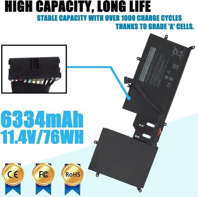 Alt view image 2 of 7 - Y9M6F Laptop Battery Compatible with Dell Alienware M15 R2 P87F Alienware M17 R2 P41E Series 0Y9M6F 8K84V 08K84V 11.4V 76Wh 6-Cell