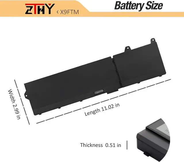 Alt view image 7 of 7 - ZTHY X9FTM Laptop Battery Replacement for Dell Precision 7670 7680 7770 7780 Series Notebook 45N47 5JMD8 05JMD8 0965V4 RCVVT 965V4 11.55V 93Wh 7650mAh