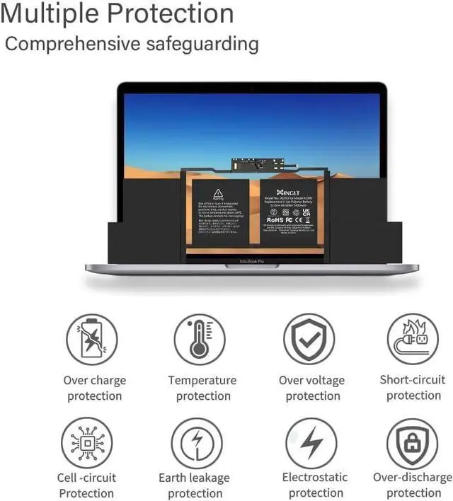 Alt view image 6 of 7 - A1990 Battery Replacement for MacBook Pro, A1953 Battery for 15 inch MacBook Pro A1990(Mid 2018 2019),fits EMC 3215 3359 A1990 Laptop Battery 11.4V 7400mAh 84.36Wh
