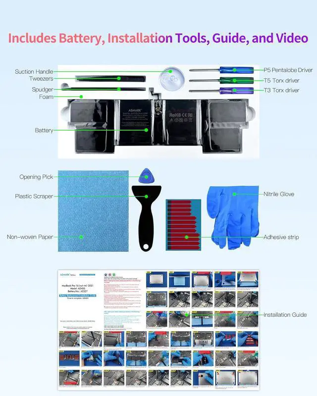 Alt view image 3 of 7 - Battery Replacement for MacBook Pro A2485(2021) 16-inch A2527 Battery