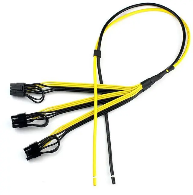 Alt view image 3 of 6 - VELORE 5Pcs 70cm Mining Power Supply Cable 1 to 3 8 Pin 6+2 Pin Graphics Card PCI-E BTC ETH Miner Cable Cord Splitter 12AWG 18AWG
