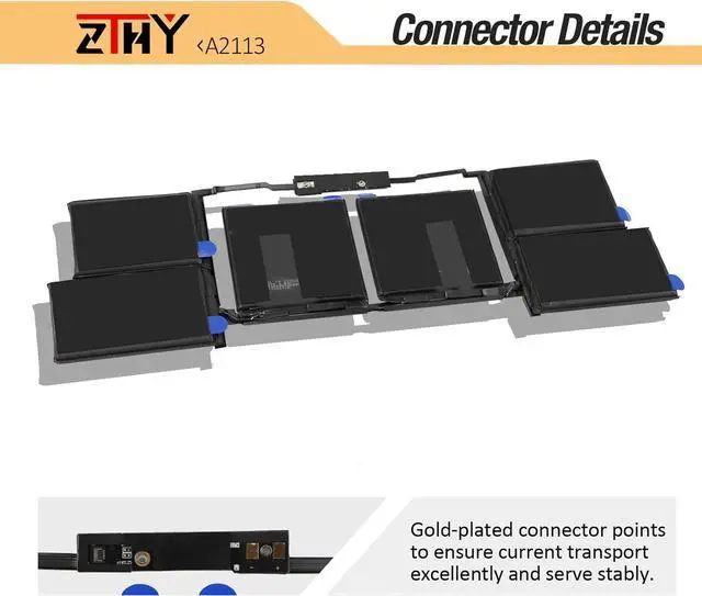 Alt view image 4 of 7 - ZTHY A2113 A2141 Laptop Battery Replacement for MacBook Pro 16 inch A2141 2019 2020 EMC 3347 MVVJ2 MVVK2 MVVL2 MVVM2 MVVJ2xx/A MVVK2xx/A MVVL2xx/A MVVM2xx/A 11.36V 99.8Wh