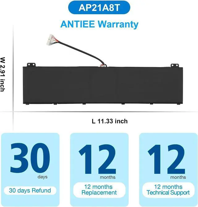 Alt view image 7 of 7 - AP21A8T Laptop Battery for Acer Predator Helios 300 PH317-56-78LY PH317-56-78SM PH315-55-72EA PH315-55-770K PH315-55-965Z PH315-55-78L7 PH315-55-796N Nitro 5 AN517-55-78KU 713K Series AP21A5T AP21A7T