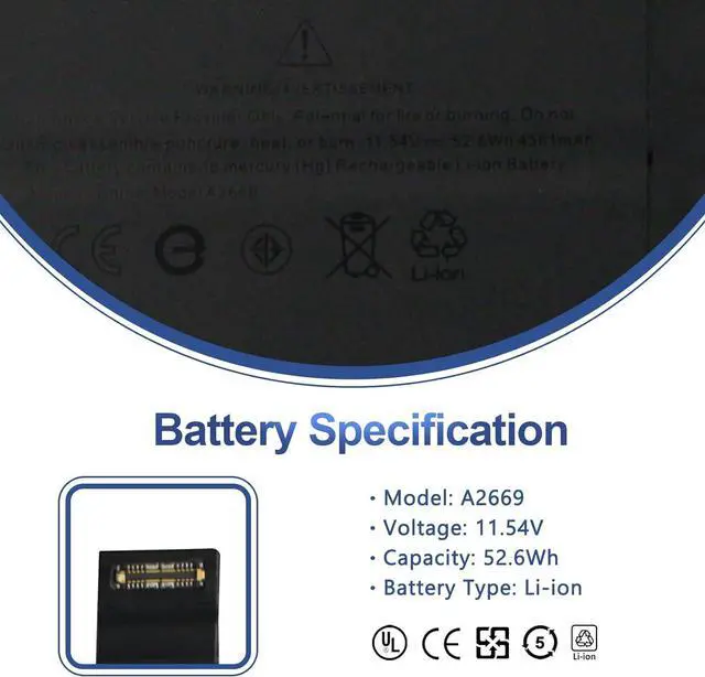 Alt view image 2 of 7 - ANTIEE A2669 A2681 Laptop Battery Replacement for MacBook AIR 13" M2 2022 A2681 661-26150 MLY33LL/A MLY43LL/A MLY13LL/A MLY23LL/A MLXX3LL/A MLXW3LL/A MLXY3LL/A MLY03LL/A Series Notebook 11.54V 52.6Wh