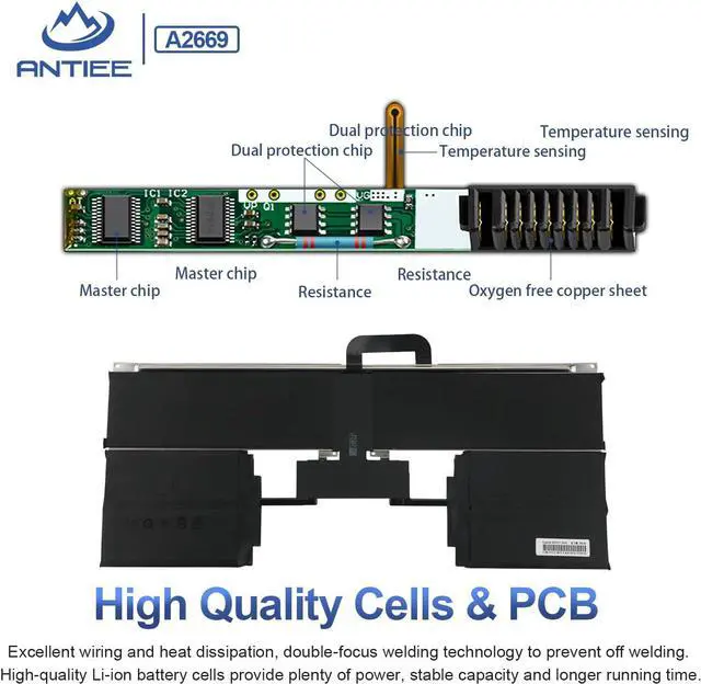 Alt view image 3 of 7 - ANTIEE A2669 A2681 Laptop Battery Replacement for MacBook AIR 13" M2 2022 A2681 661-26150 MLY33LL/A MLY43LL/A MLY13LL/A MLY23LL/A MLXX3LL/A MLXW3LL/A MLXY3LL/A MLY03LL/A Series Notebook 11.54V 52.6Wh