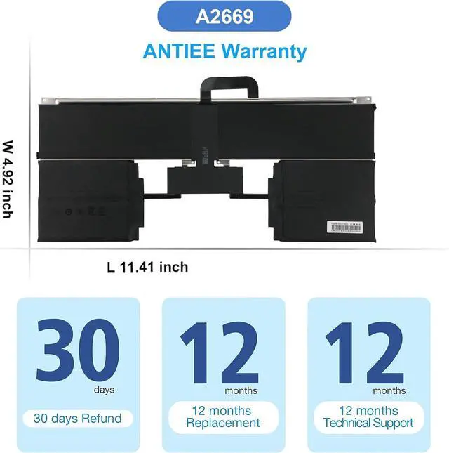 Alt view image 7 of 7 - ANTIEE A2669 A2681 Laptop Battery Replacement for MacBook AIR 13" M2 2022 A2681 661-26150 MLY33LL/A MLY43LL/A MLY13LL/A MLY23LL/A MLXX3LL/A MLXW3LL/A MLXY3LL/A MLY03LL/A Series Notebook 11.54V 52.6Wh