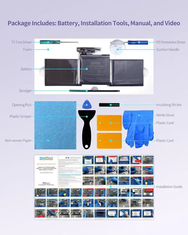 Alt view image 3 of 6 - A1708 Battery Replacement for MacBook Pro 13-inch A1708(2016,2017) A2159(2019) A2289(2020) A2338(2020,2022) A1713/A2171 Battery