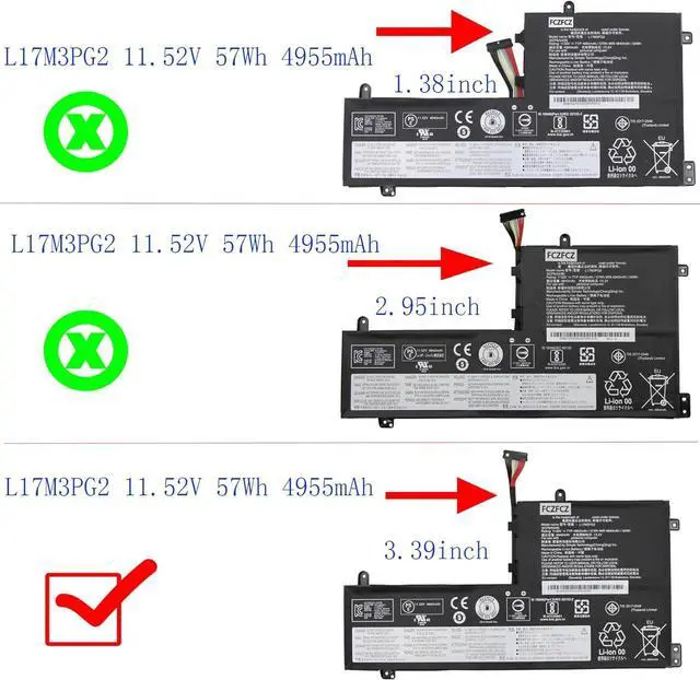 Alt view image 2 of 6 - L17M3PG2 Battery 57Wh 4955mAh Replacement for Lenovo Legion Y540-17IRH 81Q4 Series SB10W69453 5B10W69460 5B10T30214 L17C3PG2 SB10W69466 5B10W69467 5B10T30217 11.52V 3-Cell