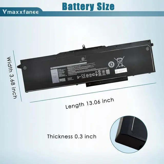 Alt view image 6 of 7 - 1FXDH Laptop Battery Replacement for Dell Precision 3551 3541 Latitude 15 5511 5501 E5501 E5511 Series P80F P80F003 P80F004 1WJT0 01WJT0 0D191G D191G CN-0D191G IFXDH 11.4V 97Wh 8071mAh