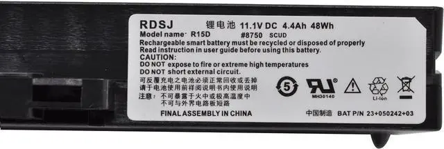 Alt view image 2 of 6 - R15D 6-Cell Laptop Battery for Averatec R14kt1#8750 Scud 23+050272+12 R15d R15b #8750 Scud Durabook R14s R15d R15g R15c R15gn R15 S15 S14 S13 Hasee A180 A220 A211C 23+050272+10 23+050272+11 11.1V 48Wh