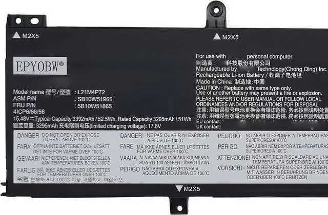 Alt view image 2 of 5 - L21M4P72 Laptop Battery 52.5Wh Compatible with Lenovo ThinkPad T14 Gen 3 / P14s Gen 3 / ThinkPad T14 Gen 4 / P14s Gen 4 Series L21M4P71 L21L4P71 L21C4P71 L21D4P71 L21L3P71 L21M3P71 L21C3P71