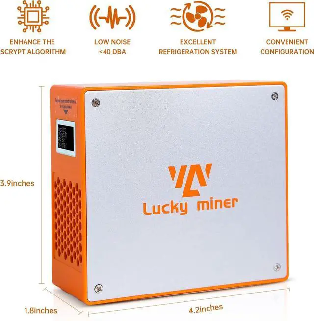 Alt view image 2 of 6 - Litecoin, Dogecoin Miner Lucky Miner LG07 Scrypt Algorithm ASIC Miner 11MH/S 2.4GHz WiFi or Hotspot Quiet Include PSU, Crypto Mining Machine for Home UseOrange