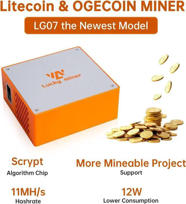 Alt view image 3 of 6 - Litecoin, Dogecoin Miner Lucky Miner LG07 Scrypt Algorithm ASIC Miner 11MH/S 2.4GHz WiFi or Hotspot Quiet Include PSU, Crypto Mining Machine for Home UseOrange