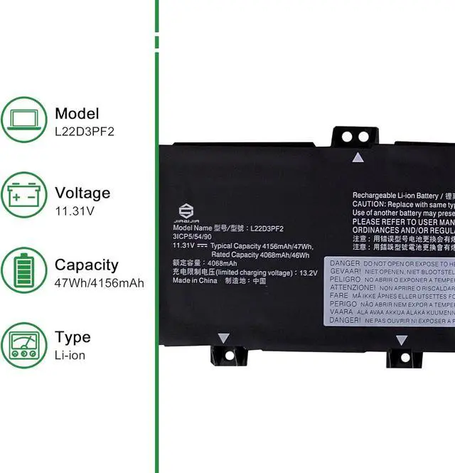 Alt view image 2 of 5 - L22D3PF2 Laptop Battery Replacement for Lenovo V14 V15 G4 AMN IdeaPad Slim 3 14AMN8 14IAH8 14IAN8 15IAN8 15IRH8 15IRU8 16IAH8 Series SB11K09308 L22B3PF2 L22M3PF2 L22X3PF2 L22C3PF2 11.31V 47Wh