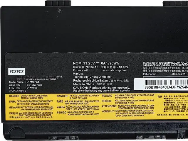 Alt view image 2 of 5 - L17M6P51 Battery Replacement for Lenovo ThinkPad P50 P51 P52 Series SB10K97635 01AV496 L17L6P51 SB10K97634 01AV495 SB10T83195 5B10W13952 SB10K97635 01AV477 00NY492 77++ 77+ 11.25V 90Wh