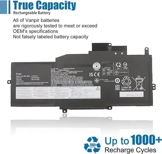 Alt view image 5 of 6 - L19M3P73 Laptop Battery Compatible with Lenovo ThinkPad X1 Nano Gen 1st Series L19M3P72 L19C3P71 5B10W13963 SB10T83206 11.58V 48.2Wh 4170mAh