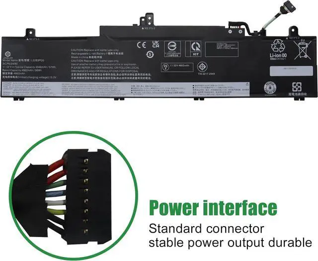 Alt view image 3 of 6 - L22B3PG5 Laptop Battery Replacement for Lenovo ThinkPad E14 Gen 5 Gen 6 E16 Gen 1 Gen 2 2023 2024 Series SB11K63028 5B11K63032 L22L3PG5 SB11K63027 5B11K63034 L22M3PG5 L22D3PG5 11.52V 57Wh
