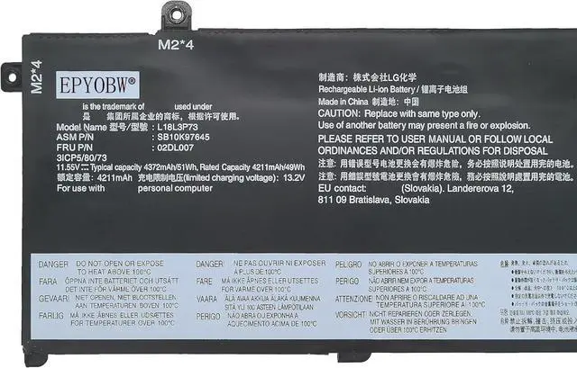 Alt view image 2 of 5 - L18L3P73 Laptop Battery 51Wh Compatible with Lenovo ThinkPad T490 T495 P43S / ThinkPad P14s Gen 1 / P14s Gen 2 / T14 Gen 1 / T14 Gen 2 Series L18M3P73 L18M3P74 L18M4P73 L18C3P72 L18C3P71