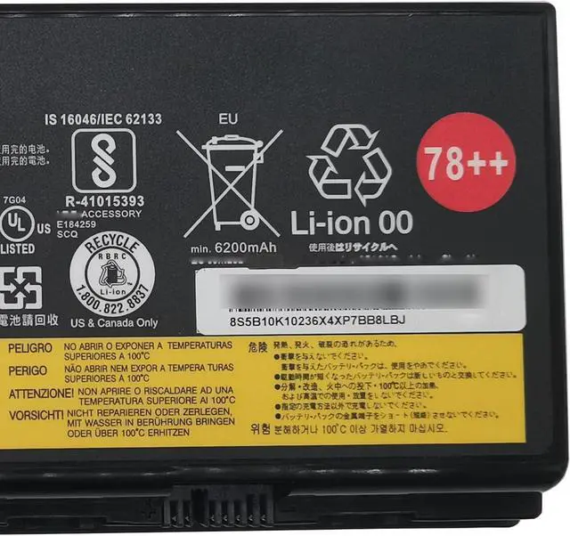 Alt view image 3 of 5 - 00HW030 78+ 78++ Laptop Battery 96Wh 6400mAh 15V 8-Cells Compatible with Lenovo ThinkPad P70 20ER 20ES / ThinkPad P71 20HK 20HL Series Notebook 01AV451 5B10W13950 SB10F46468 4X50K14092