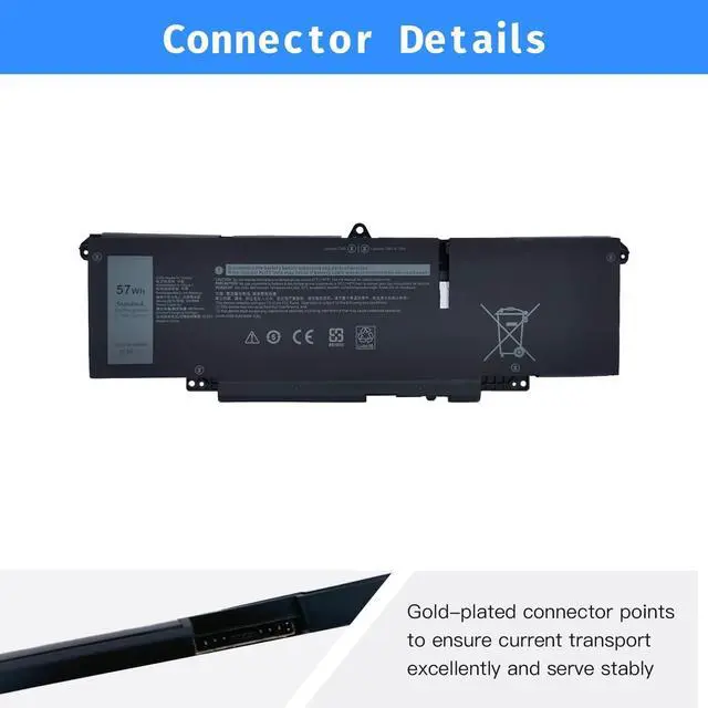 Alt view image 3 of 6 - WW8N8 Laptop Battery Replacement for DELL Latitude 7340 7350 7440 7450 7640 7650 Series Notebook 66DWX 0HYH8 FH97R 0CTJJ6 3ICP6/65/78 [11.4V 57Wh]