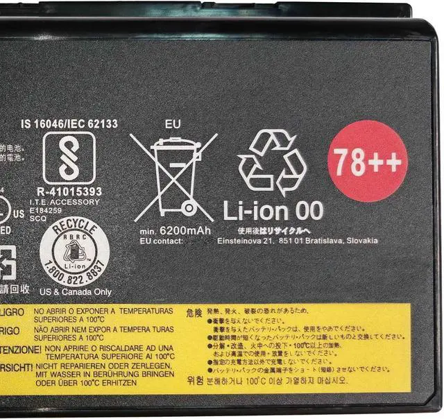 Alt view image 3 of 5 - 00HW030 Battery 96Wh 6400mAh Replacement for Lenovo ThinkPad P70 20ER 20ES / ThinkPad P71 20HK 20HL Series 01AV451 78++ 78+ SB10F46468 4X50K14092 5B10W13950 15V 8-Cells