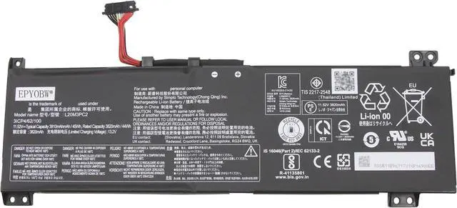 Main image of L20M3PC2 Laptop Battery 45Wh 3910mAh 11.52V Compatible with Lenovo ideapad Gaming 3-15ACH6 / ideapad Gaming 3-15IHU6 Series L20D3PC2 L20C3PC2