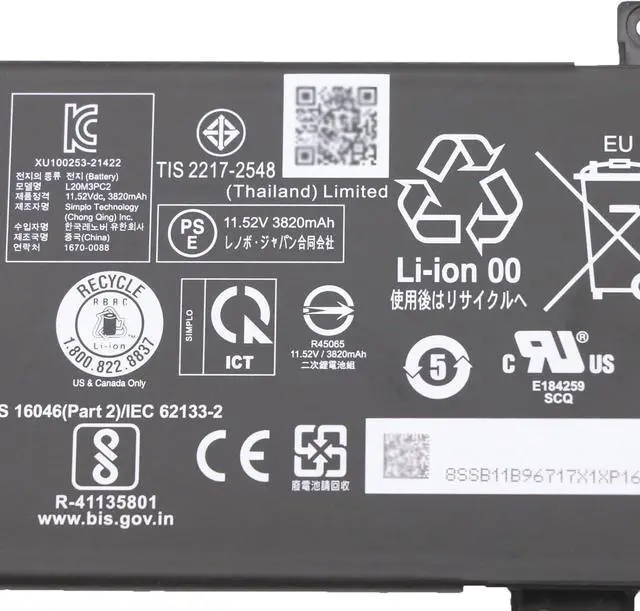 Alt view image 3 of 4 - L20M3PC2 Laptop Battery 45Wh 3910mAh 11.52V Compatible with Lenovo ideapad Gaming 3-15ACH6 / ideapad Gaming 3-15IHU6 Series L20D3PC2 L20C3PC2