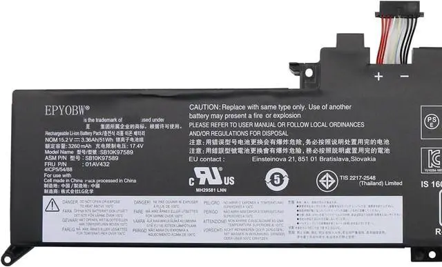 Alt view image 2 of 5 - 01AV432 Laptop Battery 51Wh 3360mAh 4-Cell Compatible with Lenovo ThinkPad Yoga 370 20JH 20JJ / ThinkPad X380 Yoga 20LH 20LJ Series SB10K97589 01AV434 SB10K97591 01AV433 SB10K97590