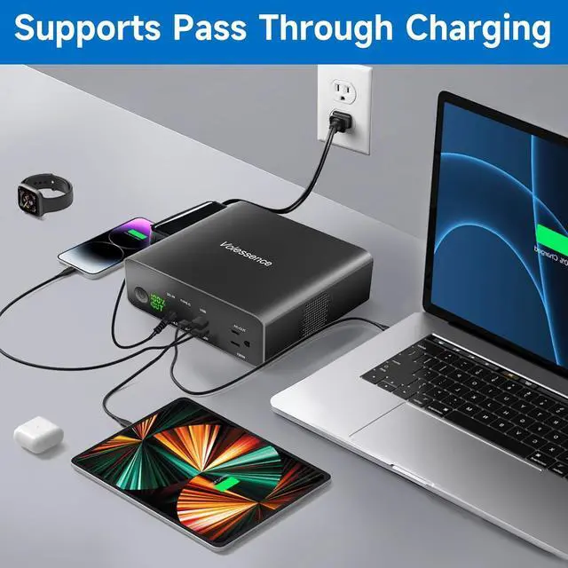 Alt view image 3 of 7 - 40000mah Laptop Power Bank | AC/USB-C/USB-A Battery Backup for Laptops: MacBook Pro/iPad Pro/Dell/HP/Surface | Cameras: Canon/Nikon/DSLR/DJI Drones | Smart Devices: iPhone/Samsung