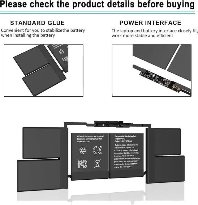 Alt view image 4 of 7 - A2141 Battery Replacement A2113 Battery for MacBook Pro 16 Inch A2141 2020 2019 Year EMC 3347 fits MVVL2 MVVL2LL/A MVVM2 MVVM2LL/A MVVJ2 MVVJ2LL/A MVVK2 MVVK2LL/A 99.8Wh 8790mAh 11.36V