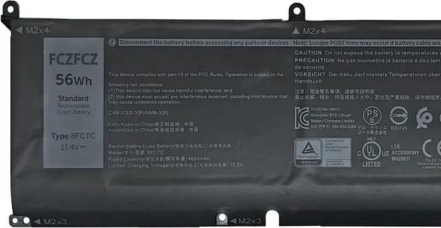 Alt view image 2 of 5 - 8FCTC Battery 56Wh Replacement for Dell Alienware M15 R3 R4 R5 R6 R7 M17 R3 R4 Precision 5550 5560 5570 XPS 15 9500 9510 9520 G15 5510 5520 Inspiron 7510 5620 7610 Vostro 7510 7620 Series 69KF2