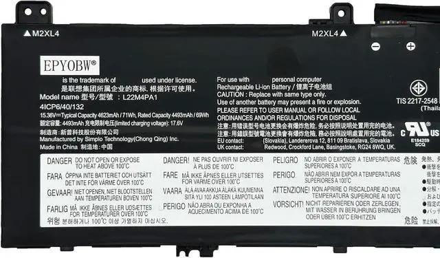 Alt view image 2 of 5 - L22M4PA1 Laptop Battery 71Wh 4623mAh 4-Cell 15.36V Compatible with Lenovo Yoga 7 14IRL8 14ARP8 16IRL8 16ARP8 / Yoga 7 2-in-1 14IML9 14AHP9 16IML9 16AHP9 Series 5B11K38966 L22C4PA1 L22D4PA1
