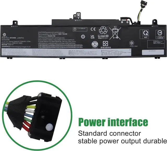 Alt view image 3 of 6 - L22B3PG4 Laptop Battery Replacement for Lenovo ThinkPad E14 Gen 5 2023 Gen 6 2024 E16 Gen 1 2023 Gen 2 2024 Series SB11K63026 5B11K63022 SB11N46023 L22X3PG4 L22M3PG4 L22D3PG4 11.31V 47Wh