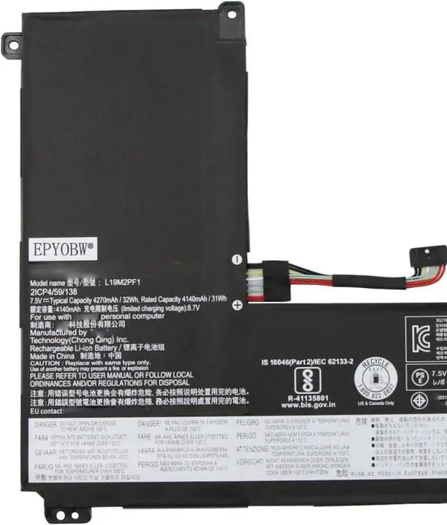 Alt view image 2 of 5 - L19M2PF1 Laptop Battery 32Wh 4270mAh 2-Cell 7.5V Compatible with Lenovo IdeaPad 1-11IGL05 1-14IGL05 Series L19C2PF1 L19L2PF1