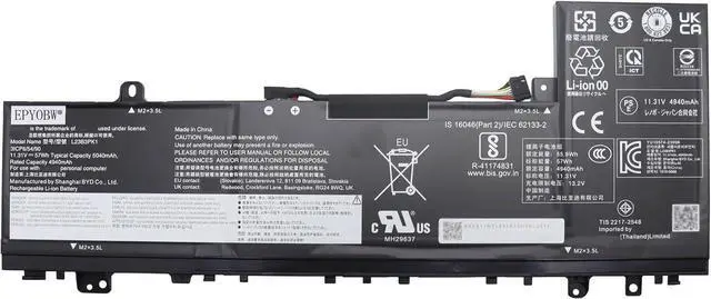 Main image of L23B3PK1 Laptop Battery 57Wh 5040mAh 11.31V Compatible with Lenovo IdeaPad Slim 5-14Q8X9 5-14IMH9 5-14AHP9 5-14IRU9 5-15IRU9 5-15IRH9 5-16IMH9 5-16AHP9 Series L23X3PK1 L23D3PK1