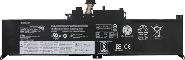 Main image of 01AV433 01AV432 01AV434 Laptop Battery 51Wh 3340mAh 4-Cell 15.28V Compatible with Lenovo ThinkPad Yoga 370 / ThinkPad X380 Yoga Series SB10K97590 SB10K97589 SB10K97591