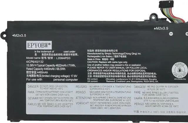 Alt view image 3 of 6 - L20M4PD3 L20L4PD3 Laptop Battery 71Wh 4-Cell 15.36V Compatible with Lenovo Legion S7-15ACH6 / Legion S7-16IAH7 / Legion S7-16ARHA7 / ThinkBook 16p G2 ACH/ThinkBook 16p G3 ARH Series