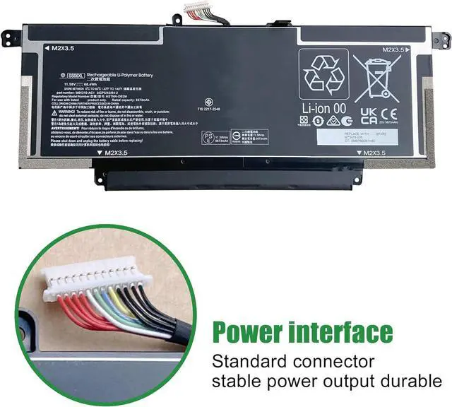 Alt view image 3 of 6 - SS06XL M73478-005 Laptop Battery Replacement for Hp Elite Dragonfly G3 Series Notebook M73478-006 M64310-AC1 HSTNN-OB2M 11.58V 68.4Wh 5673mAh