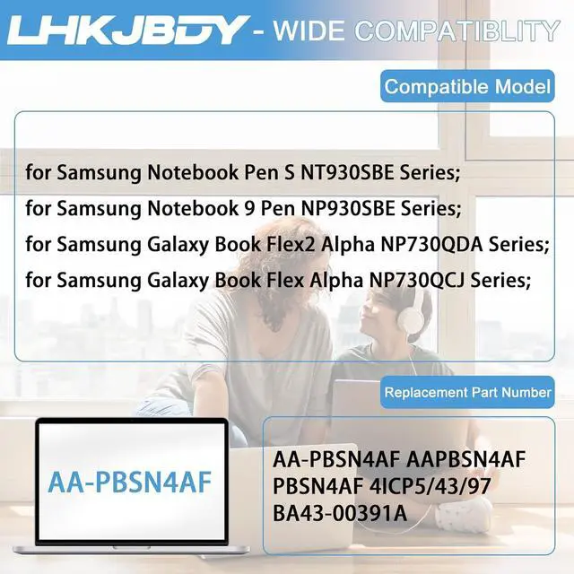 Alt view image 4 of 7 - AA-PBSN4AF Laptop Battery fit for Samsung Galaxy Book Flex Alpha NP730QCJ NP730QCJ-K01US Flex 2 Alpha NP730QDA NP730QDA-KA1US for Galaxy Book NP930SBE NT930SBE NP930SBE-K01CN NP930SBE-K02HK