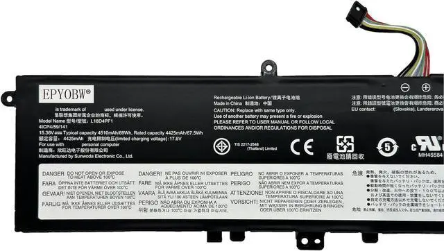 Alt view image 3 of 6 - L18D4PF1 Laptop Battery 69Wh 4510mAh 4-Cell 15.36V Compatible with Lenovo Yoga 9-15IMH5 / ideapad Yoga C940-15IRH Series L18M4PF1
