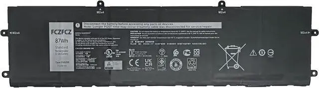 Main image of DWVRR Battery Replacement for Dell Alienware x15 R1 / Alienware x15 R2 / Alienware x17 R1 / Alienware x17 R2 / Inspiron 16 7620 2-in-1 Series 817GN 0017GN 0NR6MH 11.4V 87Wh 7250mAh 6-Cell