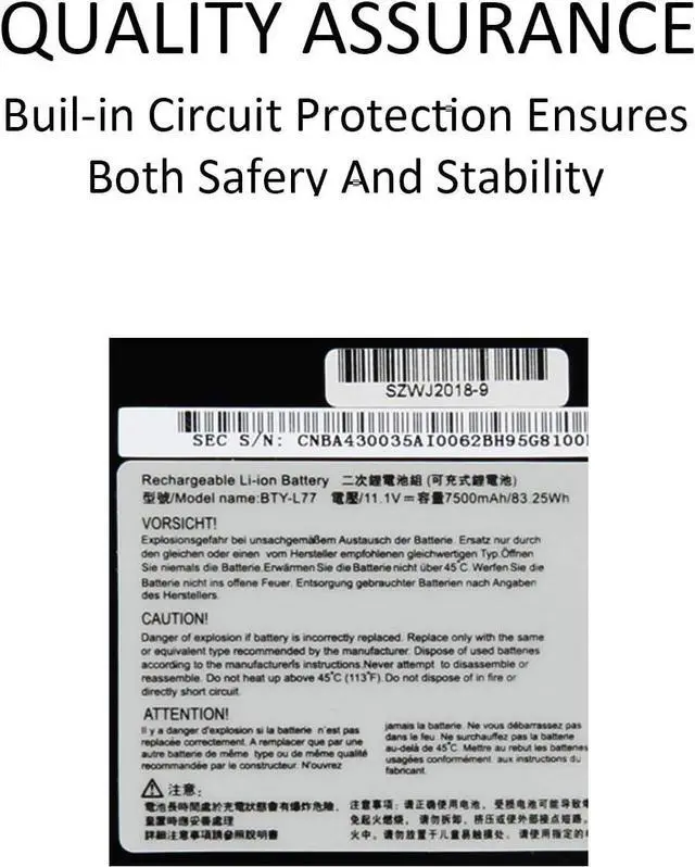 Alt view image 5 of 7 - FLIW BTY-L77 Replacement Battery Compatible with MSI GT72 2QD GT72S 6QF GT80 2QE Series WT72 MS-1781 MS-1783 2PE-022CN 2QD-1019XCN 2QD-292XCN [11.1V 83.25Wh]
